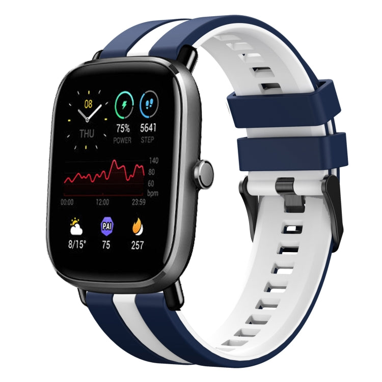 For Amazfit GTS 4 Mini 20mm Two-Color Sports Silicone Watch Band(Blue+White)