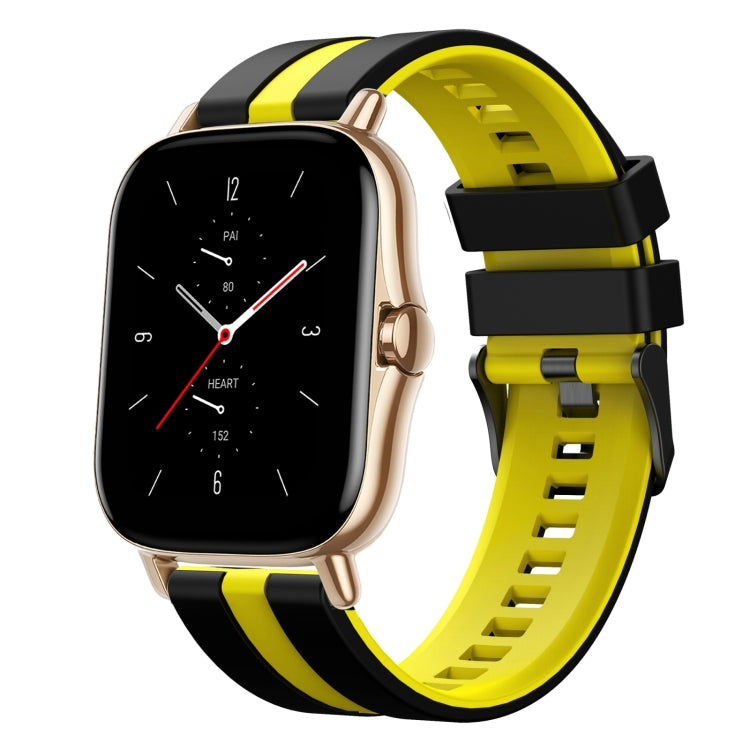 For Amazfit GTS 2 20mm Two-Color Sports Silicone Watch Band(Black+Yellow)