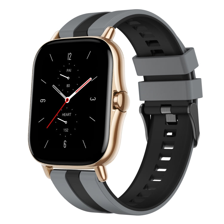 For Amazfit GTS 2 20mm Two-Color Sports Silicone Watch Band(Grey+Black)