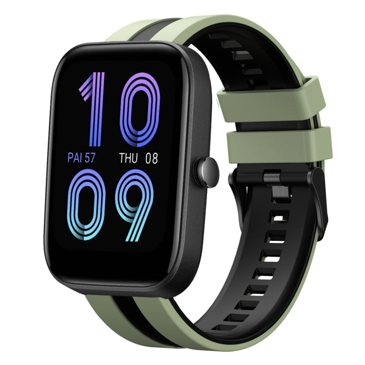 For Amazfit Bip3 Pro 20mm Two-Color Sports Silicone Watch Band(Light Green+Black)