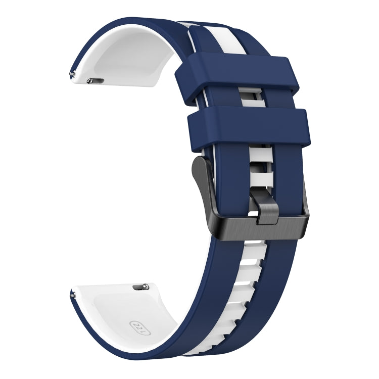 For Amazfit GTR 3 22mm Two-Color Sports Silicone Watch Band(Blue+White)