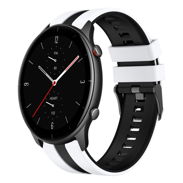 For Amazfit GTR 2e 22mm Two-Color Sports Silicone Watch Band(White+Black)