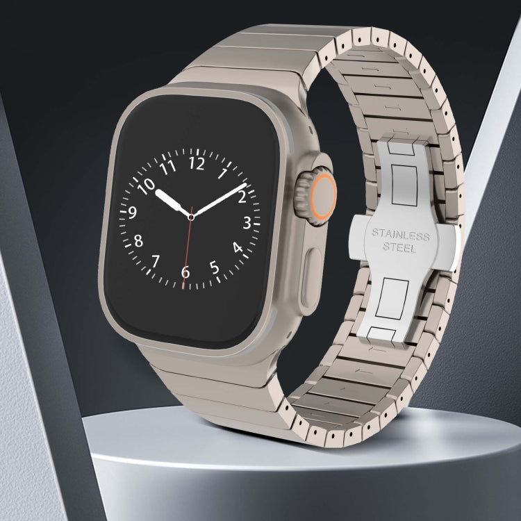 For Apple Watch Ultra 2 49mm One-bead Paint Alloy Butterfly Buckle Watch Band(Silver)
