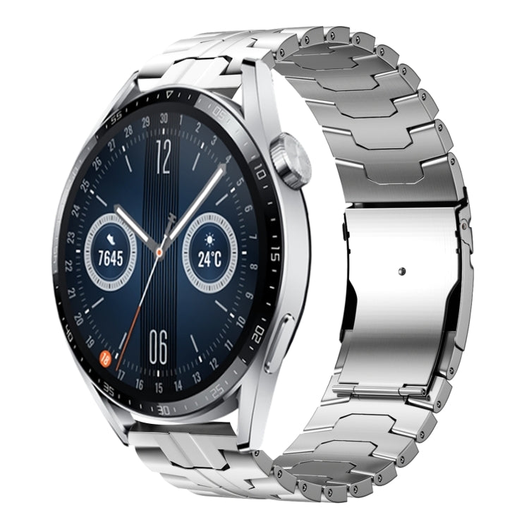 For Huawei Watch GT 3 Pro 46mm 22mm Double Lock Buckle Turtle Steel Watch Band(Silver)
