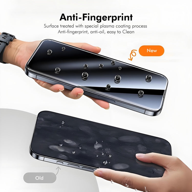 For iPhone 16 Pro Max 2pcs ENKAY 300C Super Large Arc Full Coverage High Aluminum-silicon Tempered Glass Film Black