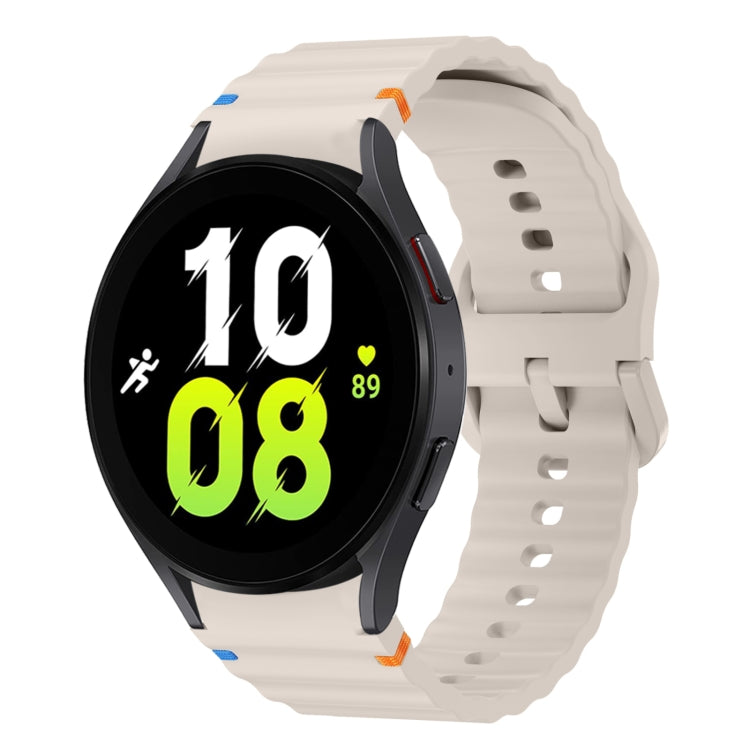 For Samsung Galaxy Watch 5 40 / 44mm Wave Pattern Stitched Silicone Watch Band(Starlight)