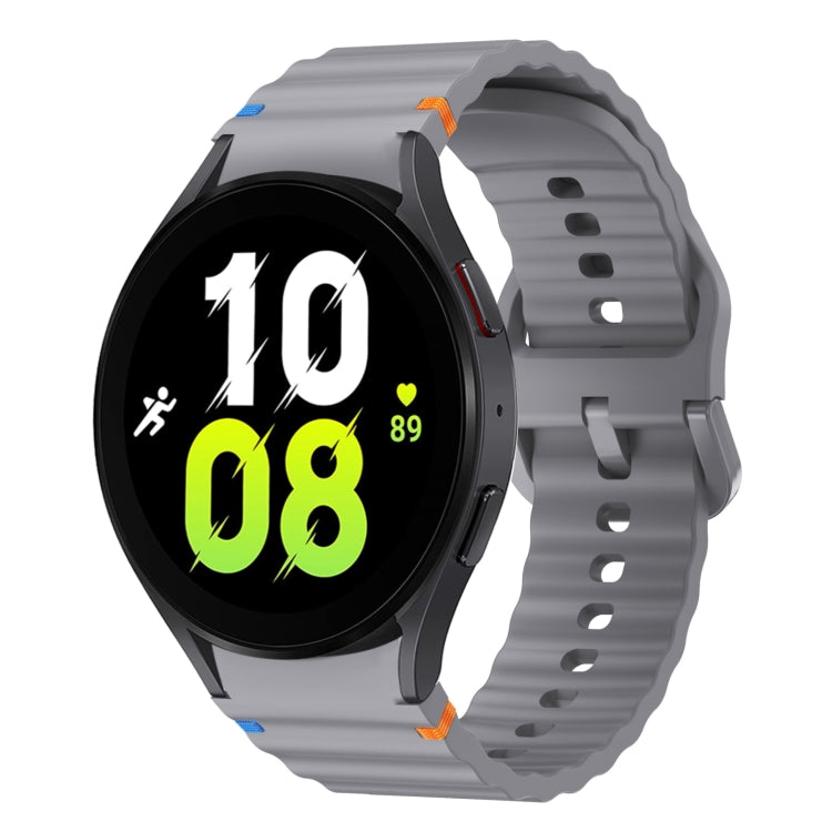 For Samsung Galaxy Watch 5 40 / 44mm Wave Pattern Stitched Silicone Watch Band(Dark Gray)
