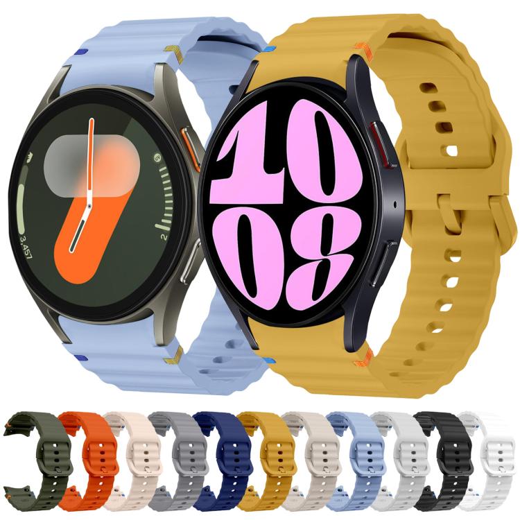 For Samsung Galaxy Watch 6 Classic Wave Pattern Stitched Silicone Watch Band(Dark Gray)