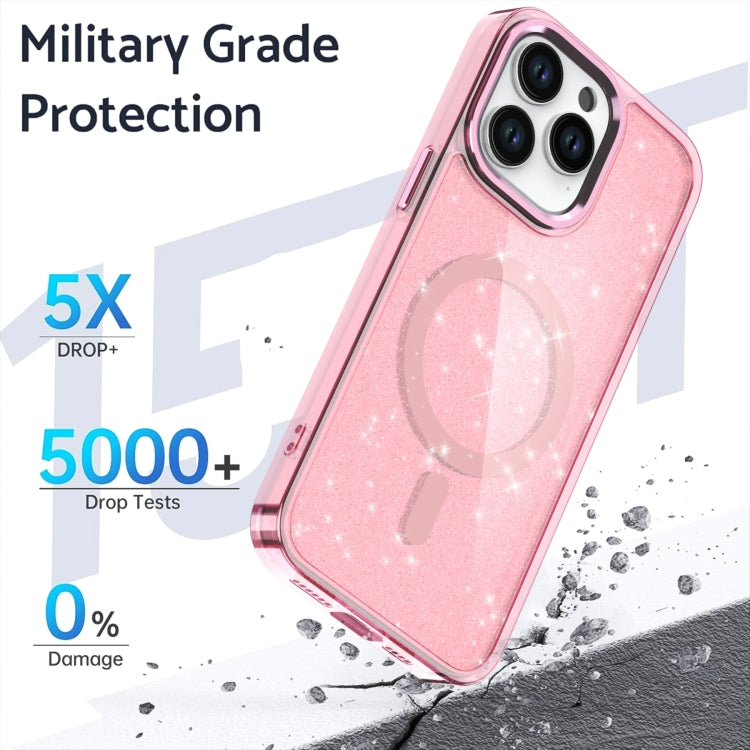 For iPhone 16 Plus Glitter MagSafe Shockproof Phone Case(Purple)