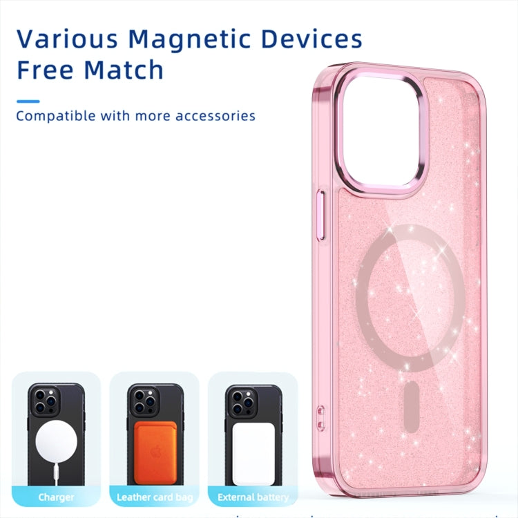 For iPhone 16 Plus Glitter MagSafe Shockproof Phone Case(Purple)
