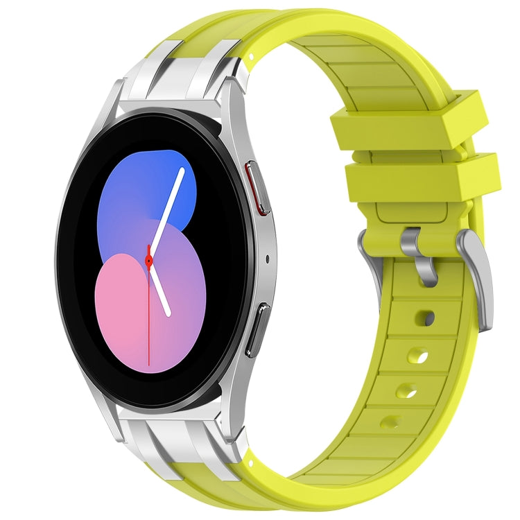For Samsung Galaxy Watch 5 40 / 44mm 20mm Quick Release Silver Buckle Royal Silicone Watch Band(Vital Yellow)