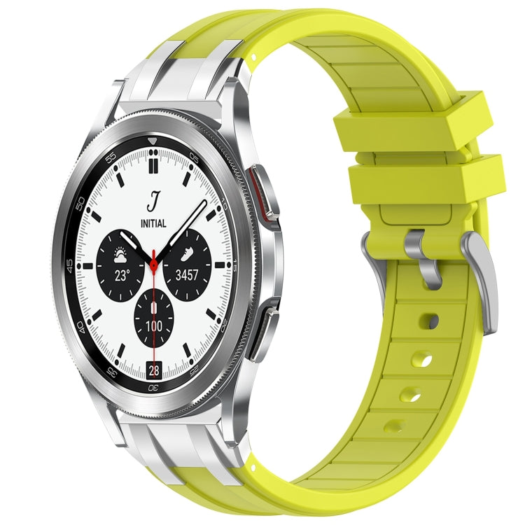 For Samsung Galaxy Watch 4 Classic 42 / 46mm 20mm Quick Release Silver Buckle Royal Silicone Watch Band(Vital Yellow)