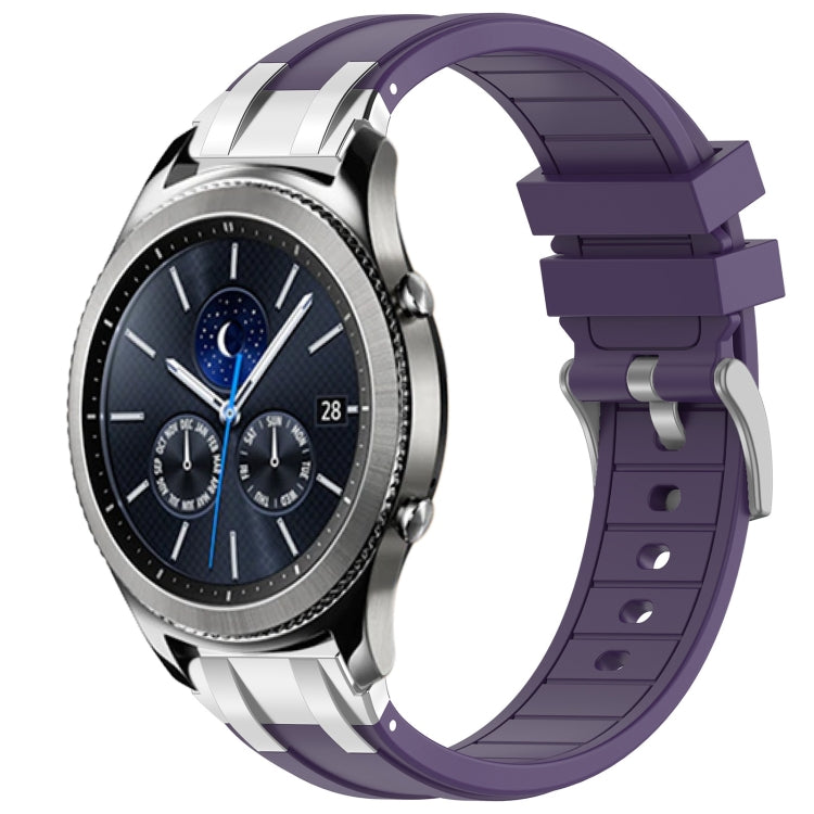 For Samsung Galaxy Gear S3 Classic 22mm Quick Release Silver Buckle Royal Silicone Watch Band(Purple)