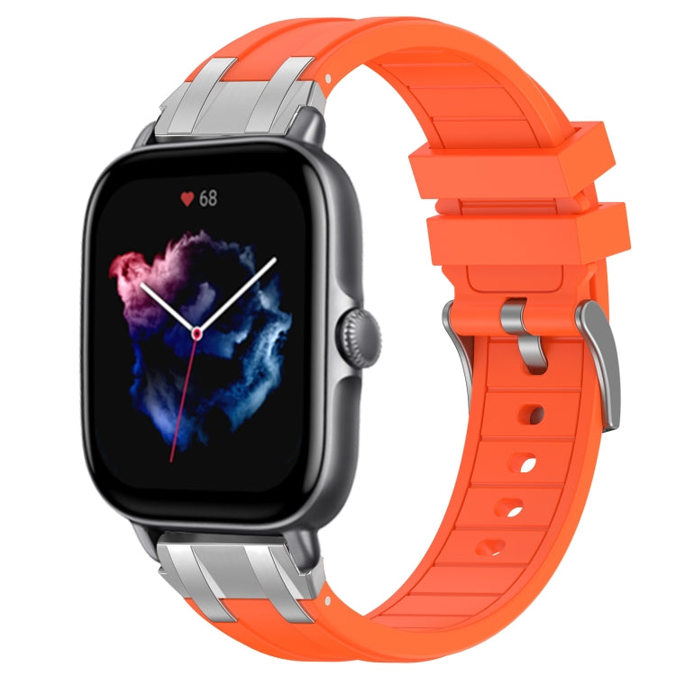 For Amazfit GTS 3 20mm Quick Release Silver Buckle Royal Silicone Watch Band(Orange)