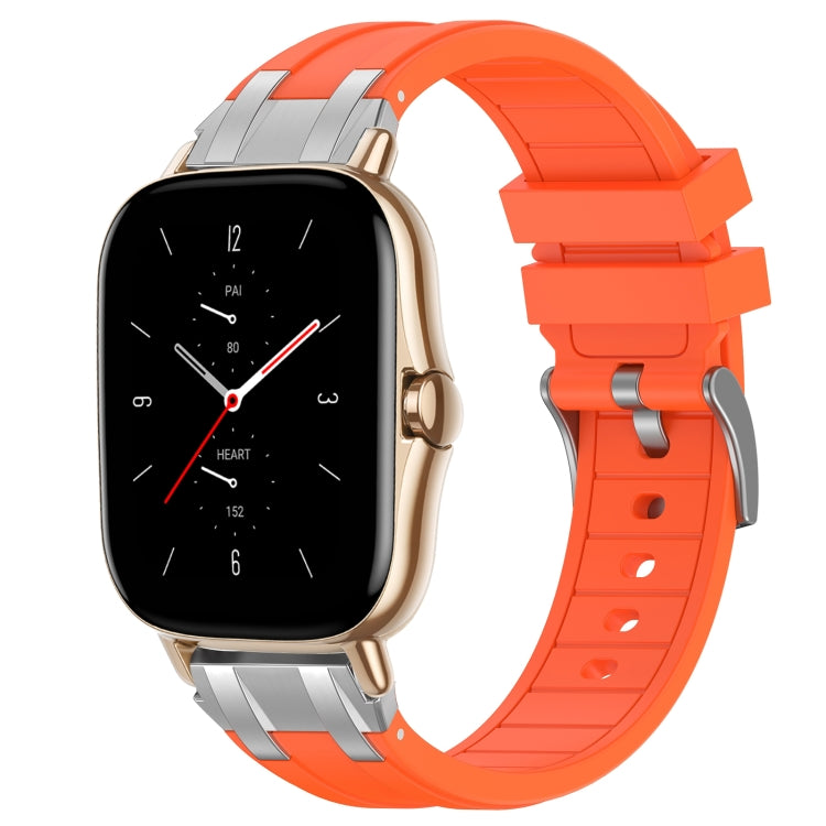 For Amazfit GTS 2 20mm Quick Release Silver Buckle Royal Silicone Watch Band(Orange)