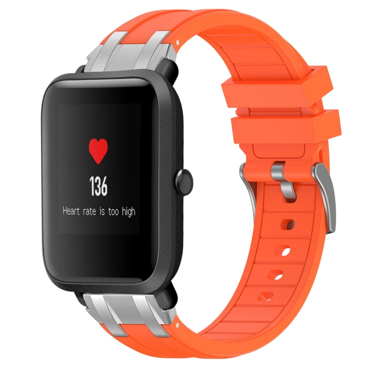 For Amazfit Bip 20mm Quick Release Silver Buckle Royal Silicone Watch Band(Orange)