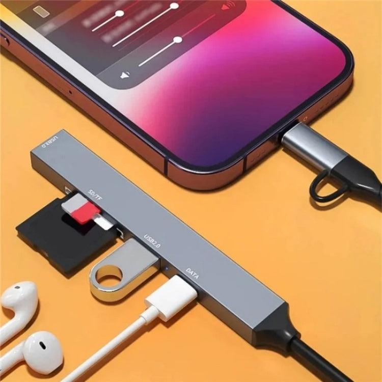 ADS-805 8 Pin + Type-C to USB-C Data + USB 2.0 / 3.0 + SD / TF Card Reader Hub Expansion Converter - USB HUB by PMC TechLife | Online Shopping South Africa | PMC TechLife | Buy Now Pay Later Mobicred