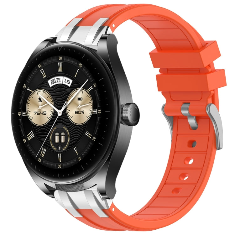For Huawei Watch Buds 22mm Quick Release Silver Buckle Royal Silicone Watch Band(Orange)