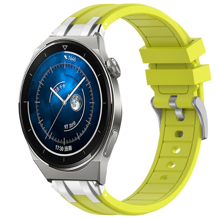 For Huawei Watch GT3 Pro 46mm 22mm Quick Release Silver Buckle Royal Silicone Watch Band(Vital Yellow)