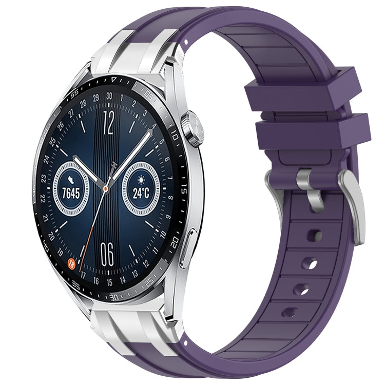 For Huawei Watch GT3 46mm 22mm Quick Release Silver Buckle Royal Silicone Watch Band(Purple)
