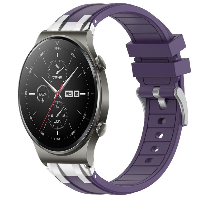For Huawei Watch GT2 Pro 22mm Quick Release Silver Buckle Royal Silicone Watch Band(Purple)