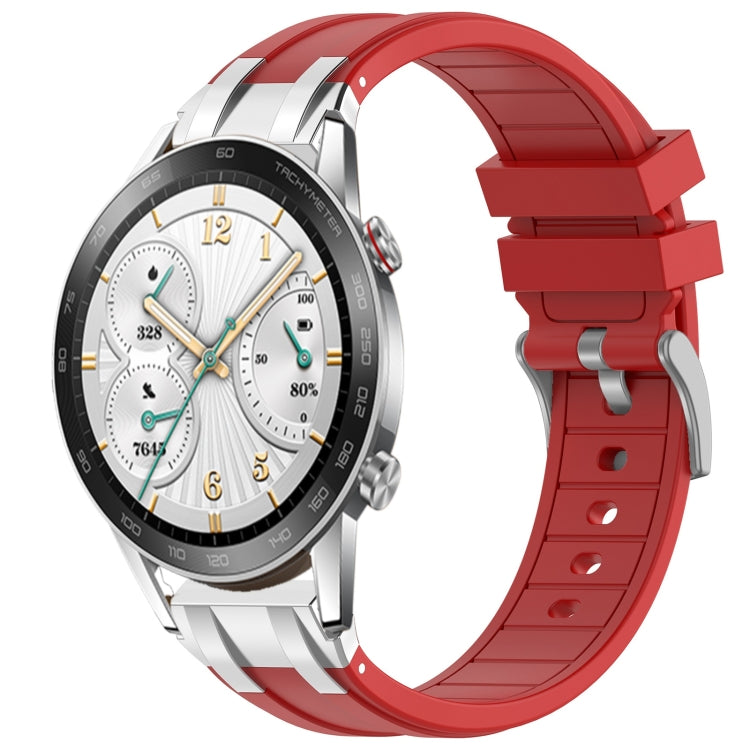 For Honor Watch GS 3i 22mm Quick Release Silver Buckle Royal Silicone Watch Band(Red)