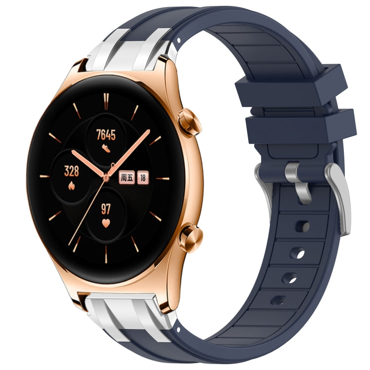 For Honor Watch GS 3 22mm Quick Release Silver Buckle Royal Silicone Watch Band(Navy Blue)
