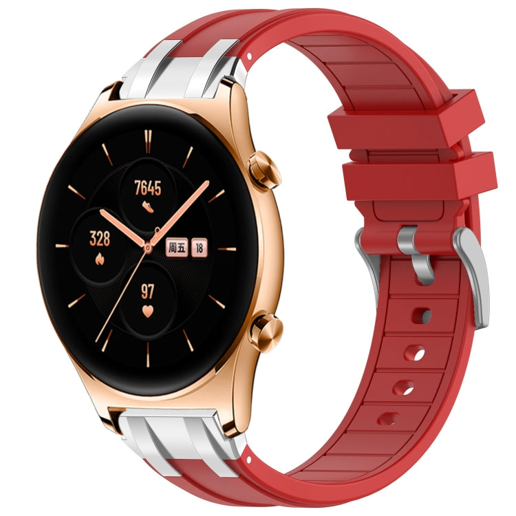 For Honor Watch GS 3 22mm Quick Release Silver Buckle Royal Silicone Watch Band(Red)