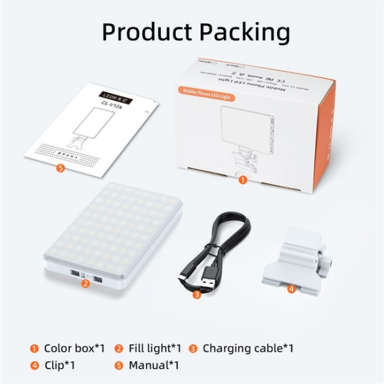 V12A Phone Laptop Video Conference Fill Lamp Portable Selfie Live Streaming LED Fill Light(Black) - Selfie Light by PMC TechLife | Online Shopping South Africa | PMC TechLife | Buy Now Pay Later Mobicred