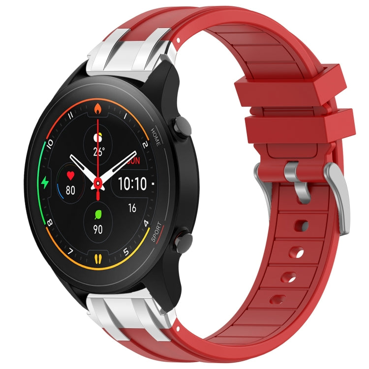 For Xiaomi Watch S1 Pro 22mm Quick Release Silver Buckle Royal Silicone Watch Band(Red)
