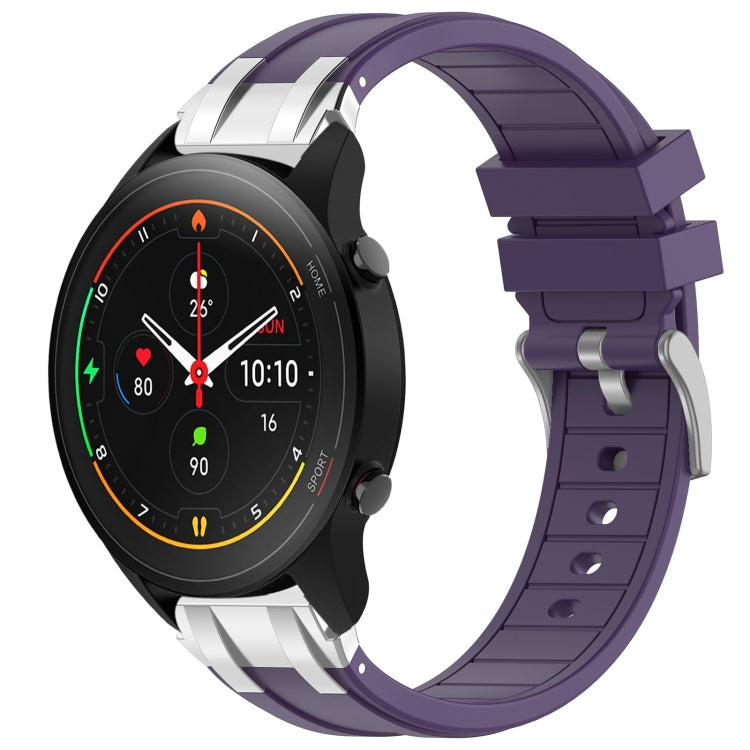 For Xiaomi Watch S1 Pro 22mm Quick Release Silver Buckle Royal Silicone Watch Band(Purple)