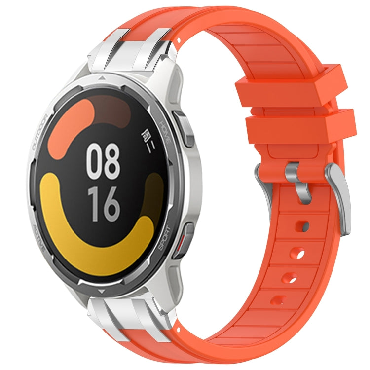 For Xiaomi Watch Color 2 22mm Quick Release Silver Buckle Royal Silicone Watch Band(Orange)