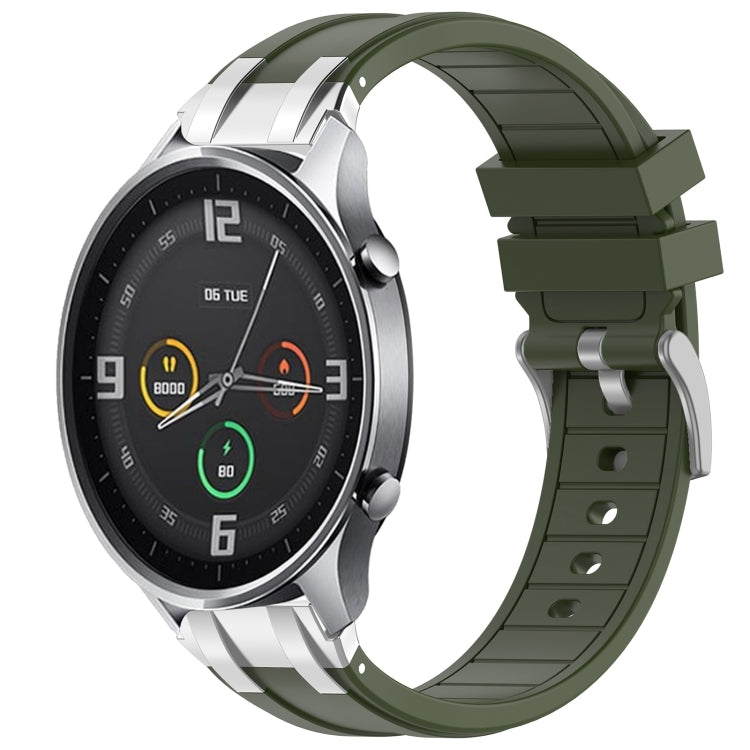 For Xiaomi Watch Color 22mm Quick Release Silver Buckle Royal Silicone Watch Band(Olive Green)