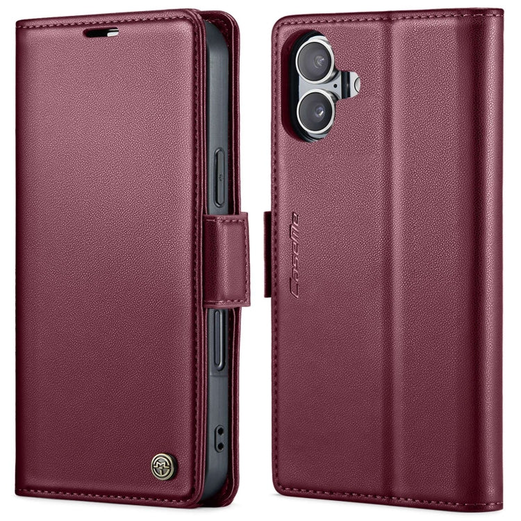 For iPhone 16 CaseMe 023 Butterfly Buckle Litchi Texture RFID Anti-theft Leather Phone Case(Red)