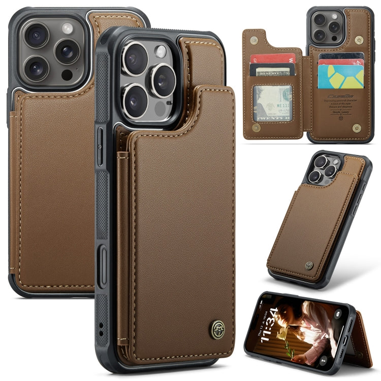For iPhone 16 Pro Max CaseMe C22 Card Slots Holder RFID Anti-theft Phone Case(Brown)
