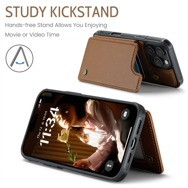 For iPhone 16 Pro Max CaseMe C22 Card Slots Holder RFID Anti-theft Phone Case(Brown)