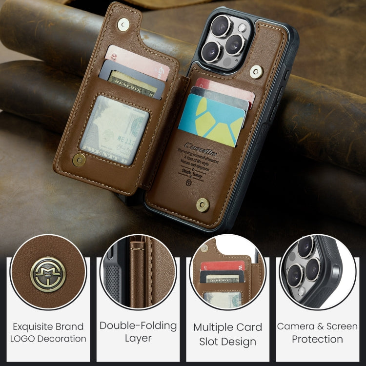 For iPhone 16 Pro Max CaseMe C22 Card Slots Holder RFID Anti-theft Phone Case(Brown)
