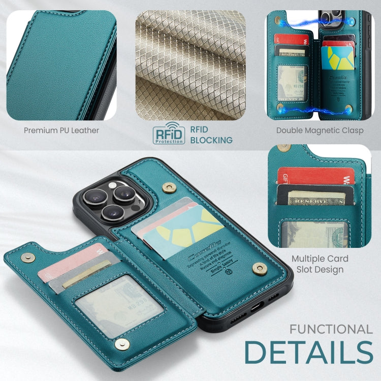 For iPhone 16 Pro Max CaseMe C22 Card Slots Holder RFID Anti-theft Phone Case(Green)
