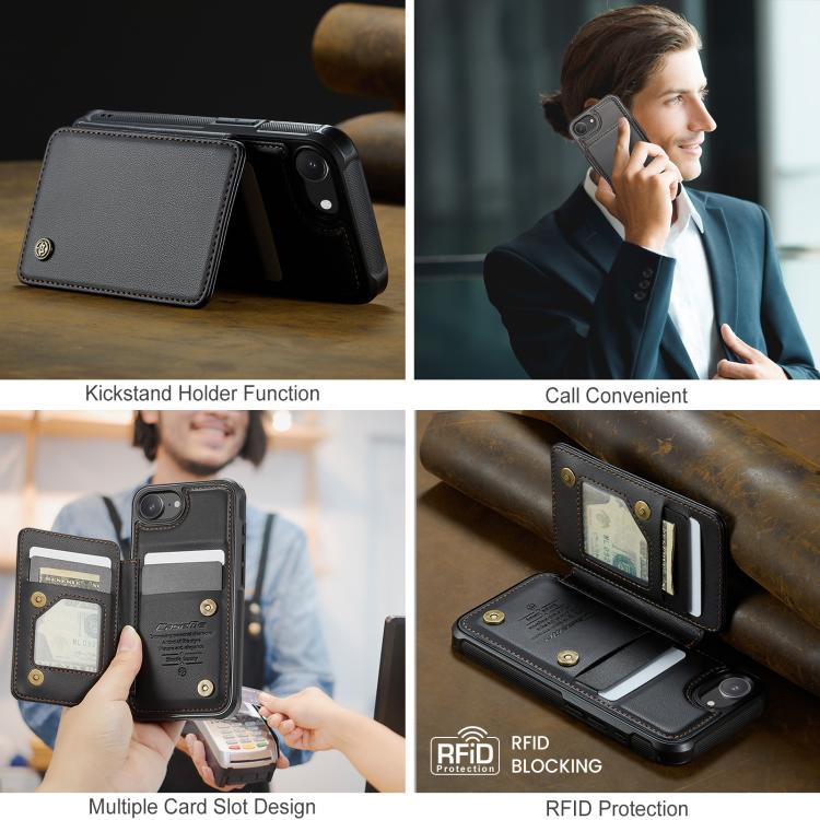 For iPhone 16e CaseMe C22 Card Slots Holder RFID Anti-theft Phone Case(Black) - free shipping - PMc TechLife - Order now!