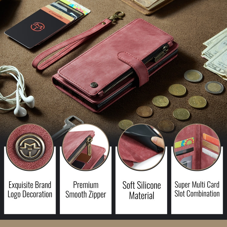 For iPhone 16 CaseMe C30 Card Slots Zipper Wallet Leather Phone Case(Red)