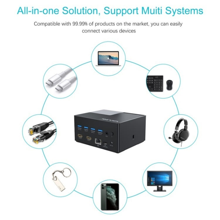 WAVLINK UG76PD2 3.5mm Audio, Gigabit Network Port Dual HD Universal Docking Station(UK Plug) - free shipping - PMC Jewellery - Order now!