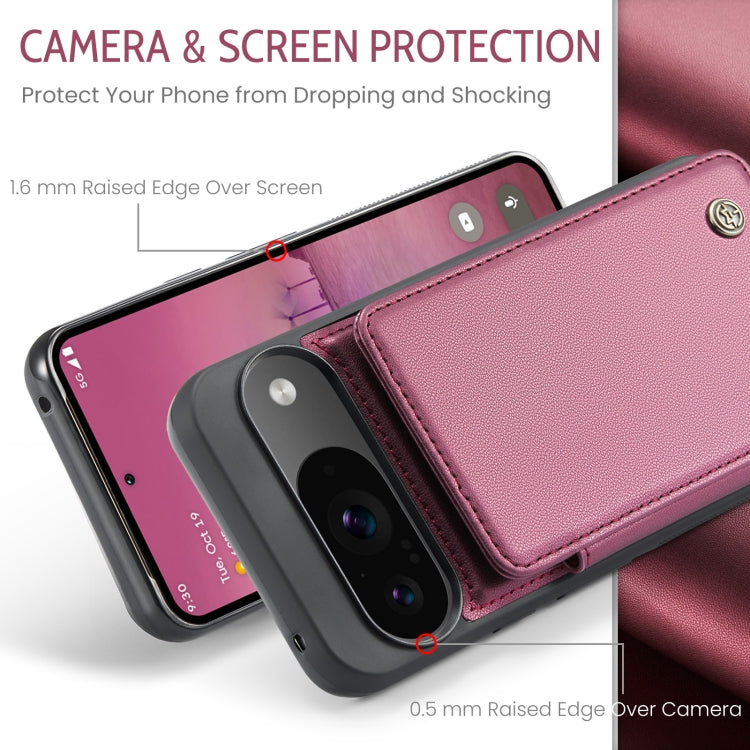 For Google Pixel 9 / 9 Pro CaseMe C22 Card Slots Holder RFID Anti-theft Phone Case(Wine)