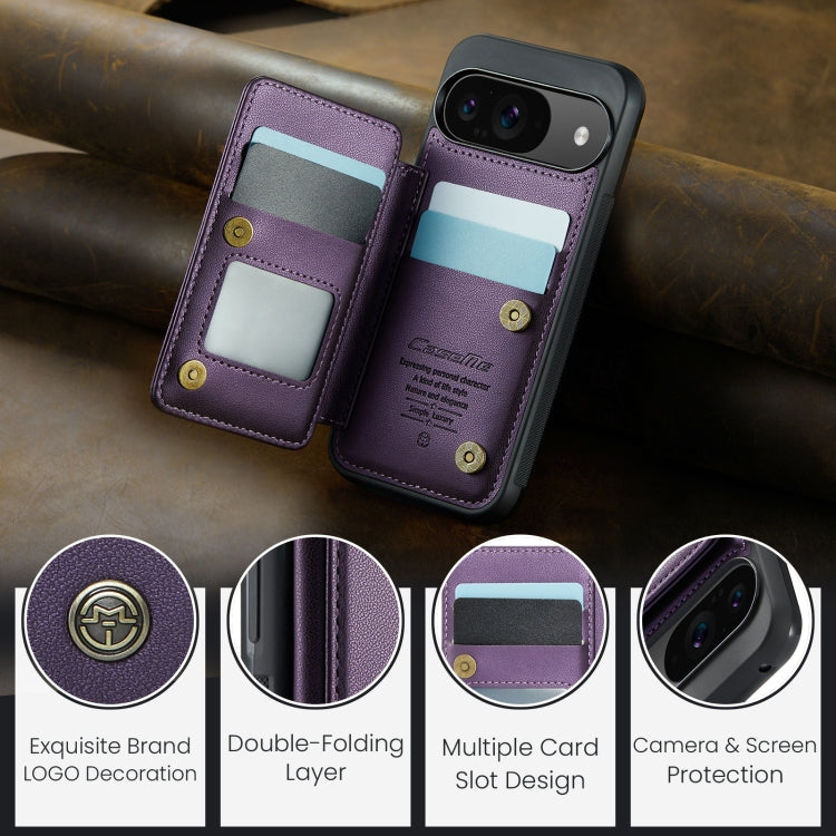 For Google Pixel 9 / 9 Pro CaseMe C22 Card Slots Holder RFID Anti-theft Phone Case(Purple)