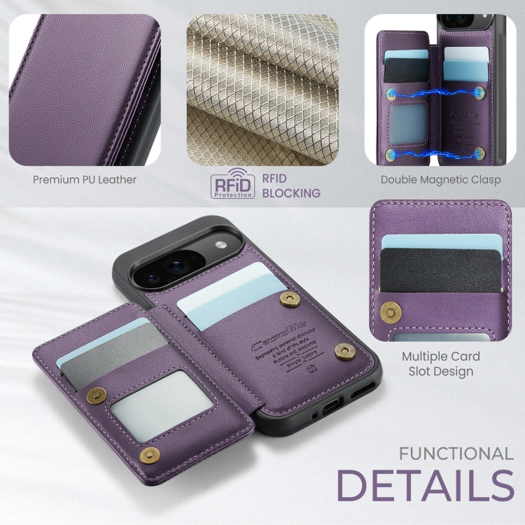 For Google Pixel 9 / 9 Pro CaseMe C22 Card Slots Holder RFID Anti-theft Phone Case(Purple)