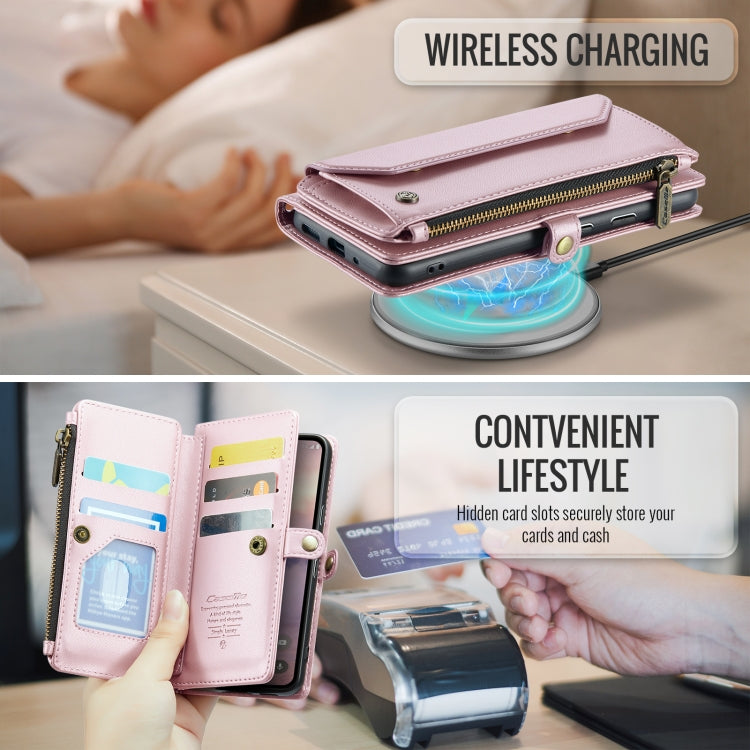 For Google Pixel 9 / 9 Pro CaseMe C36 Card Slots Zipper Wallet RFID Anti-theft Leather Phone Case(Pink)