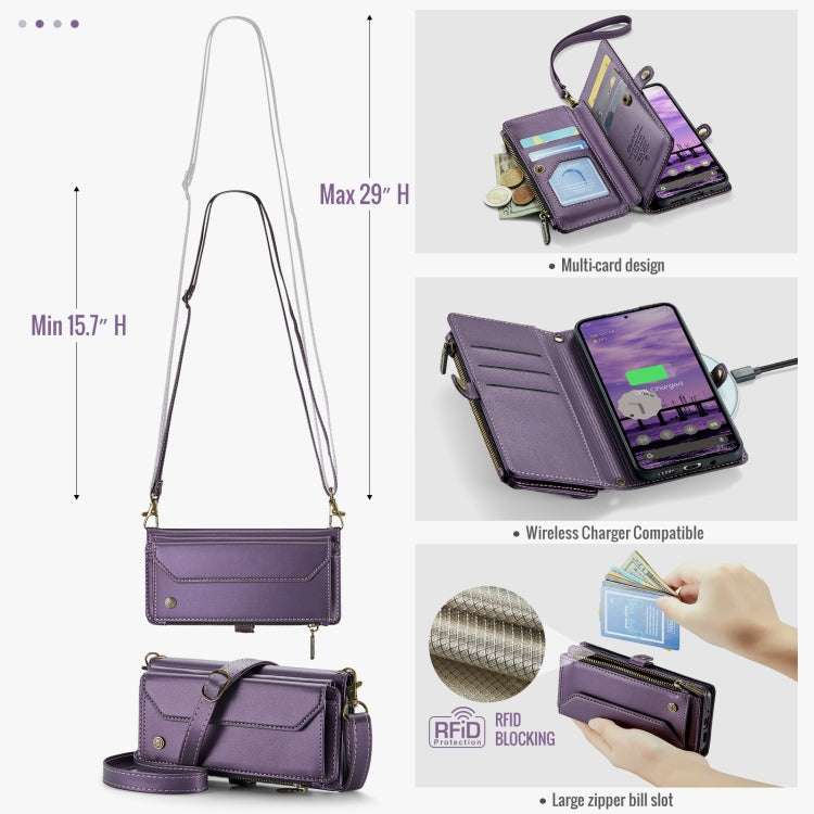 For Google Pixel 10 / 10 Pro / 9 CaseMe C36 Card Slots Zipper Wallet RFID Anti-theft Leather Phone Case(Purple)
