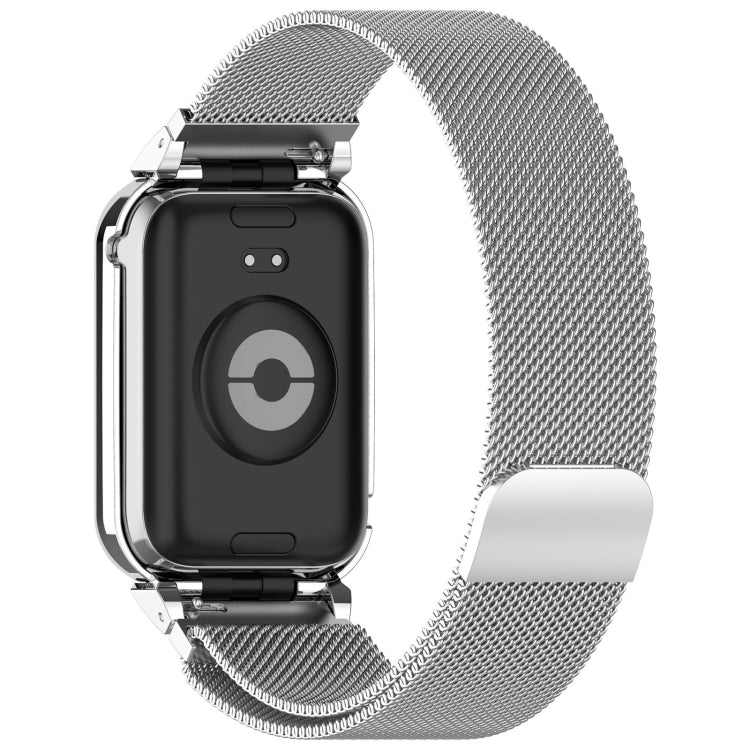 For Xiaomi Mi Band 8 Pro Metal Frame + Milan Magnetic Stainless Steel Integrated Watch Band(Silver)