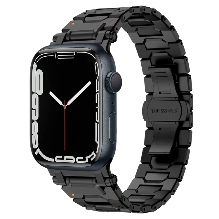 For Apple Watch Series 7 45mm Pathfinder Stainless Steel Metal Watch Band(Black)