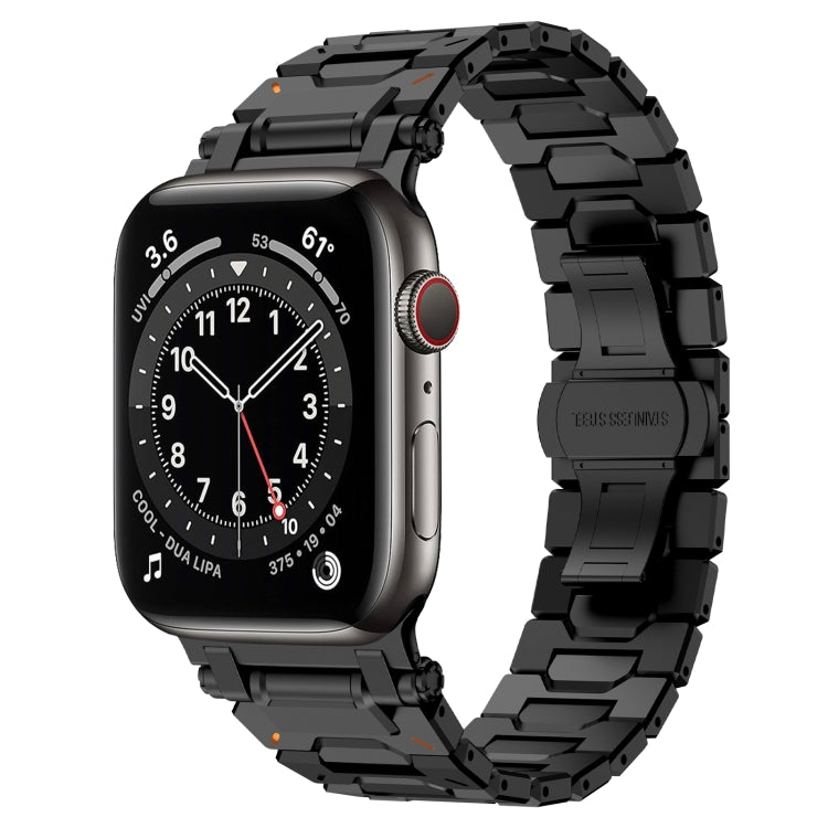 For Apple Watch Series 6 44mm Pathfinder Stainless Steel Metal Watch Band(Black)