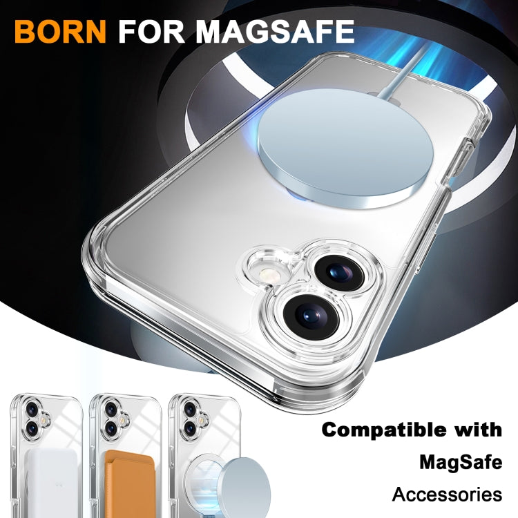 For iPhone 16 Skin Feel MagSafe Holder 360 Full Body Phone Case(Transparent)